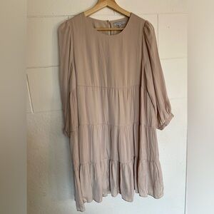 Naked Zebra size M tiered dress, satin finish, soft pink fabric